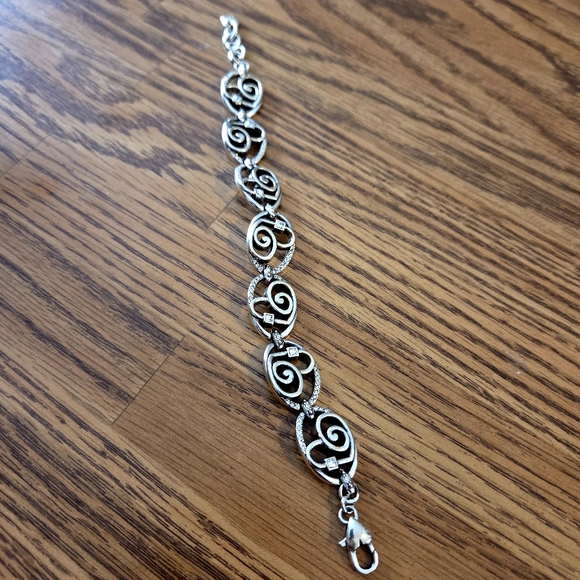 BRIGHTON Vintage Swirl Heart And Crystal Link Bracelet SWEET AND SPARKLY! - Picture 4 of 11